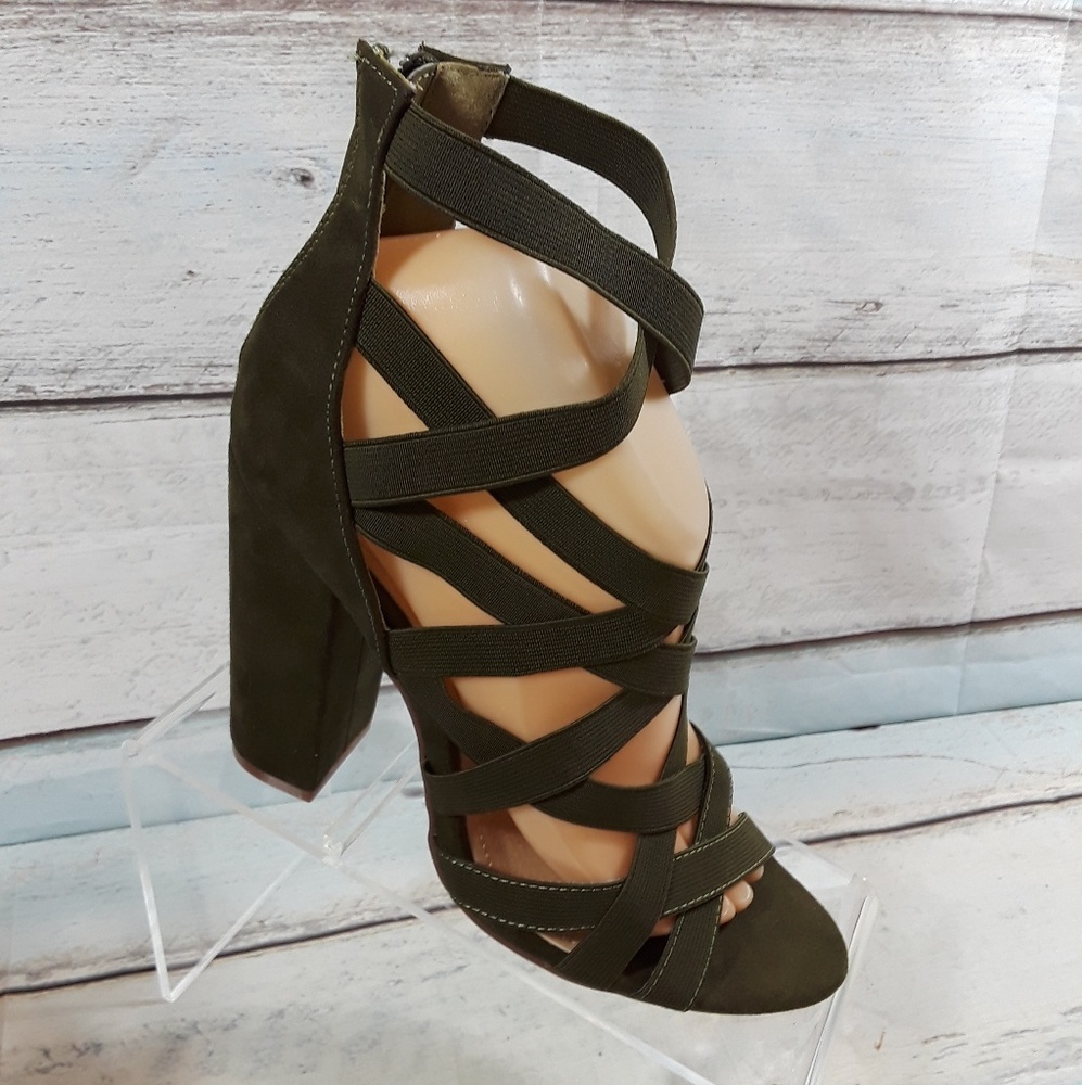 Liliana High Heel Elastic Top Zip Ankle Sandals 9